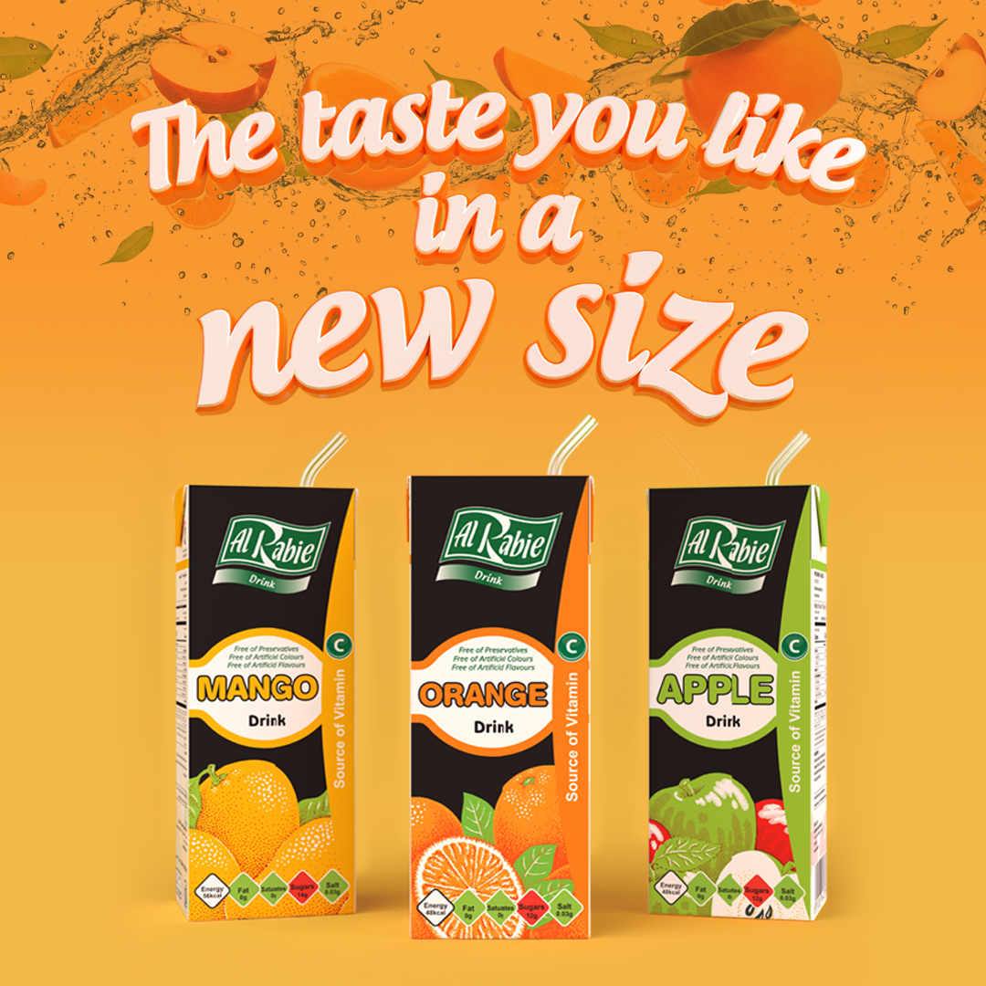 New: Al Rabie Drinks in 200ml packs <br> Best Taste for More Fun